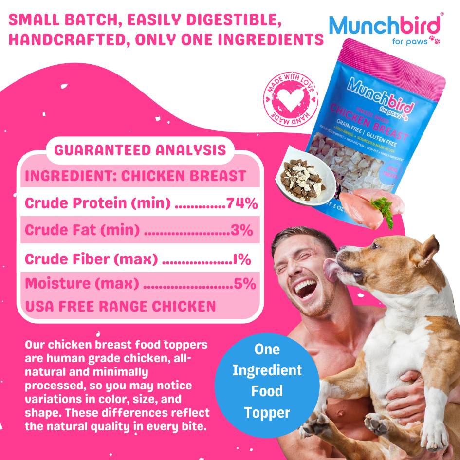 Chicken Breast Food Topper for Dogs & Cats, Freeze-Dried, High Protein Low Fat