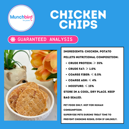 Organic Dog Biscuits, Chicken and Waffles dog treats, Munchbird Chicken Chips for Dogs