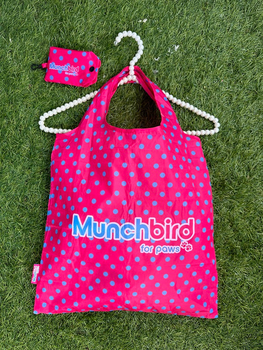 Foldable Reusable Shopping Bags (Hot Pink, Polka Dot)