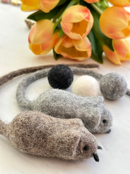 Munchbird Wooly Whisker Wonders: Handcrafted Felted Cat Toy Set