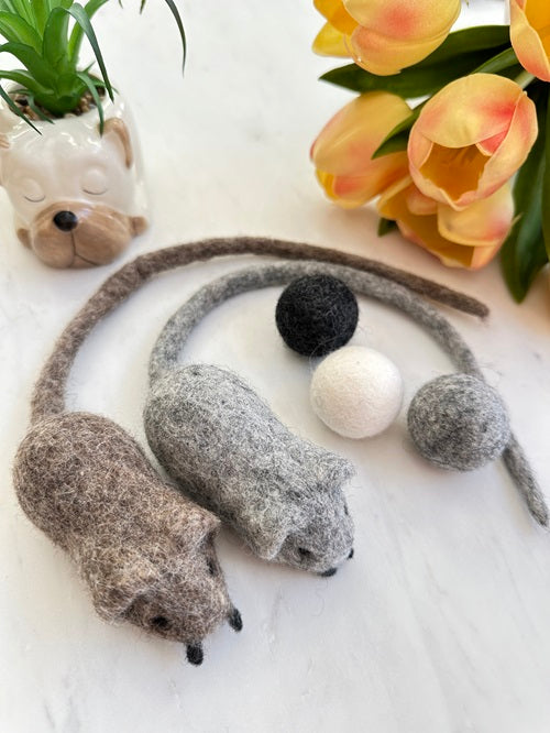 Munchbird Wooly Whisker Wonders: Handcrafted Felted Cat Toy Set
