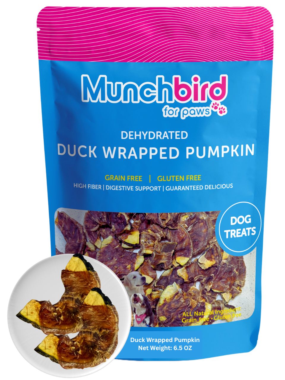 Duck and Pumpkin Dog Treats, Natural Fiber for Digestive Health Support